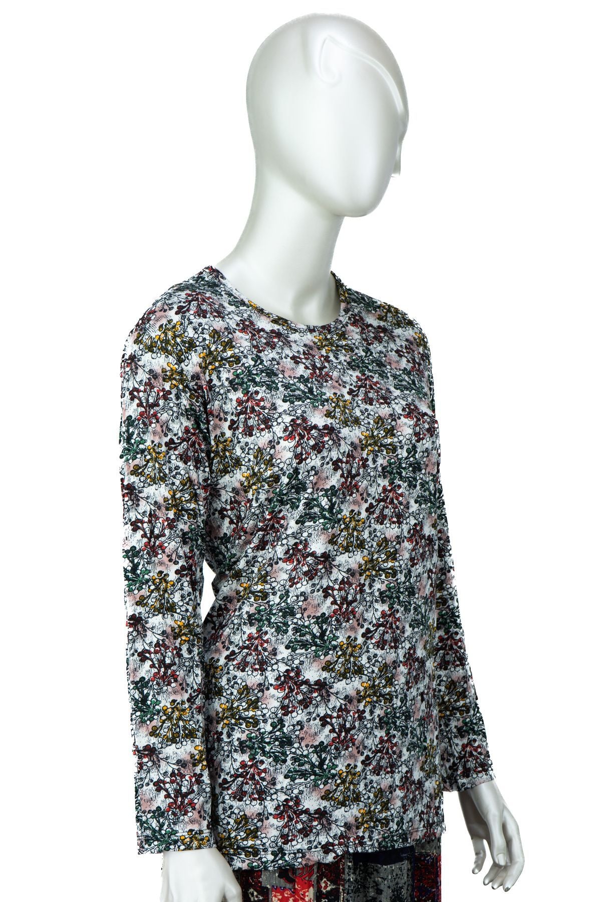 Kadın Anne Bluz Turlu Viskon Penye Kumaş Bahar Bahçesi Desenli Likralı Rahat Kesim Tam Kalıp